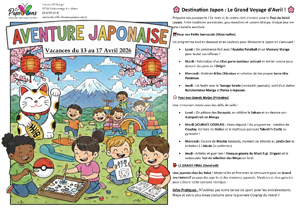 Vacances d’avril 2026